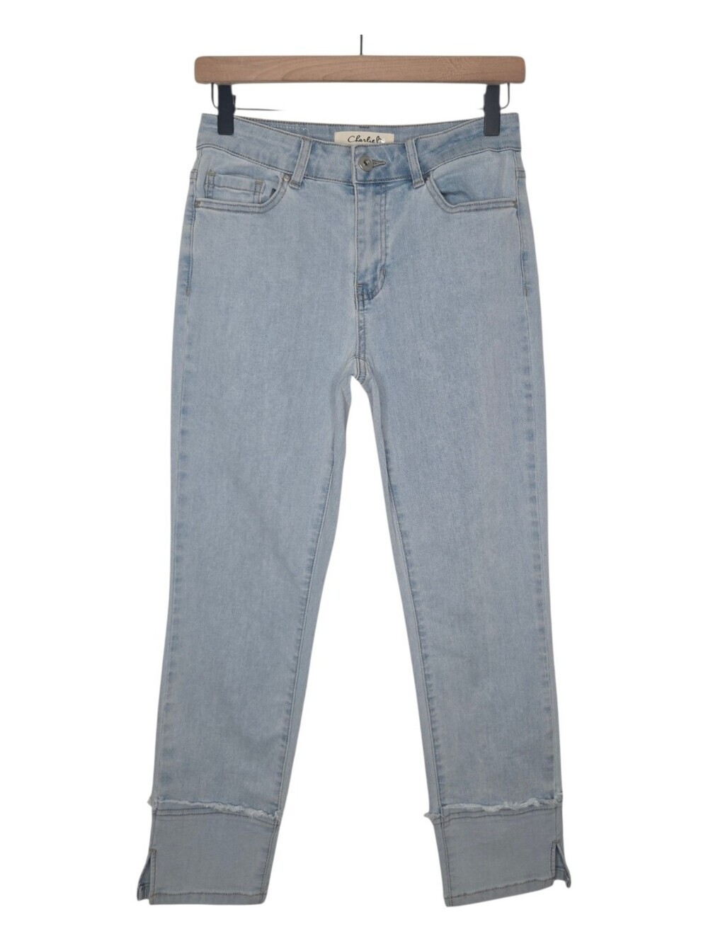 Charlie B Womens Light Wash Y2K Mid Rise Cuffed Slit Ankle Cropped Denim Jeans 4